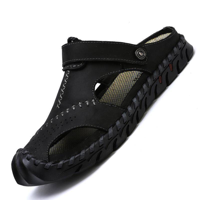 Sandalen Sommer Herren Leder Klassische Herren Schuhe Hausschuhe Weiche Sandalen Herren Roman Bequeme Outdoor Wanderschuhe 40 von Joom DACH