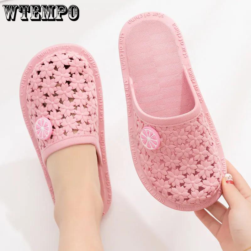 Sandalen und Hausschuhe Damen Sommer Baotou Schuhe mit flachem Boden und Loch für Zuhause, drinnen und draußen, faule Studentenschuhe 41 rosa von Joom DACH