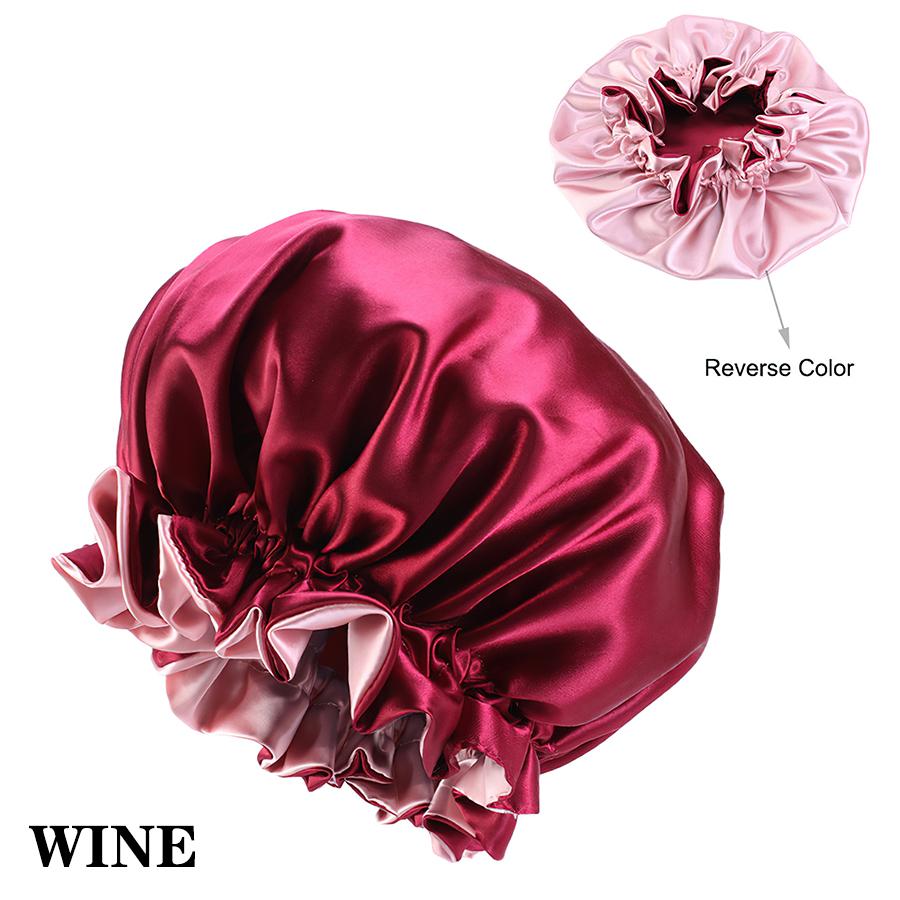 Satin-Mütze, 1 Stück, Seiden-Mütze für Frauen, große doppellagige Schlafmütze für lockiges Haar, Nachtschlaf-Kopfbedeckung für natürliches Haar von Joom DACH
