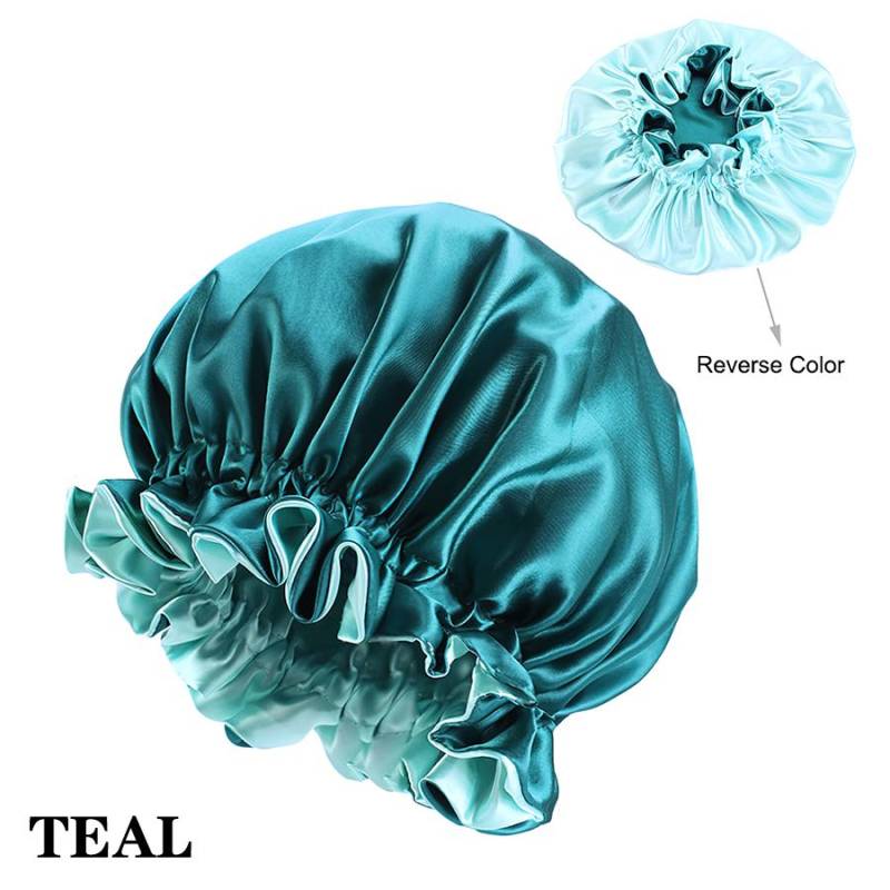 Satin-Mütze, 1 Stück, Seiden-Mütze für Frauen, große doppellagige Schlafmütze für lockiges Haar, Nachtschlaf-Kopfbedeckung für natürliches Haar von Joom DACH