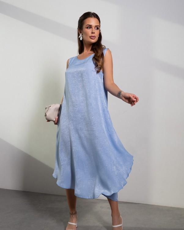 Satin-Sommerkleid mit asymmetrischem Saum ISSA PLUS M blau von Joom DACH