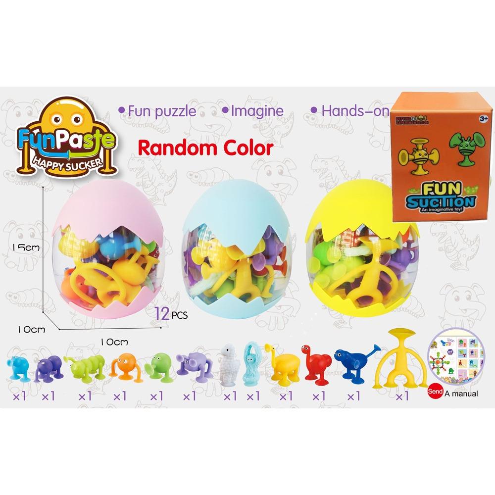 Saugnapfspielzeug, Badespielzeug, Montessori Spielzeug, Badespielzeug ab 3 4 5 6 7 8 Jahren, Stressabbau Silikon Saugnapf Spielzeug für Baby Kinder Jungen und Mädchen 15*10*10cm,12Pcs bunt von Joom DACH