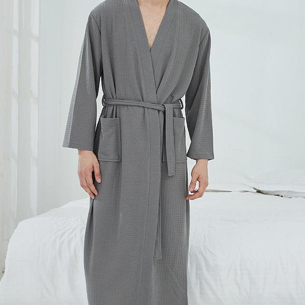 Saunaanzug für Damen in Übergröße, dünn, lang, Loungewear für Paare, Hotel-Bademantel XXXL grau von Joom DACH