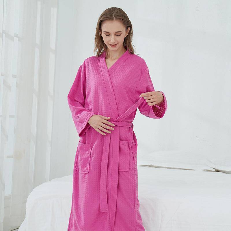 Saunaanzug für Damen in Übergröße, dünn, lang, Loungewear für Paare, Hotel-Bademantel XXXL rose rot von Joom DACH