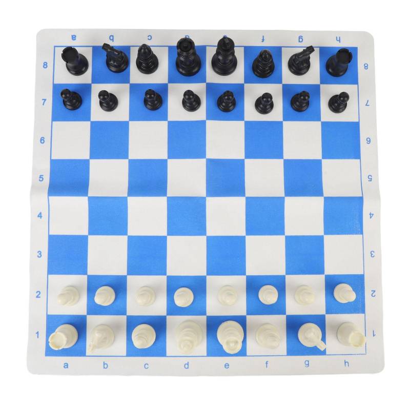 Schachspiel Erwachsene Kinder Plastikfiguren Tragbares Faltbares Aufrollbares Reisebrettspiel PU-Leder Blau von Joom DACH