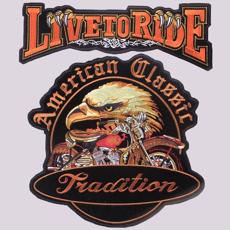 Schädel Motorrad Biker Patch Große Stickerei Patch Eisen Auf Patches Für Kleidung Zurück Gestickte Patches Auf Kleidung Jacken DIY von Joom DACH