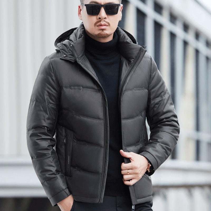 Schaffell Daunenjacke Herren Echtlederjacke Herren Mittellange Verdickte Daunenjacke Jacke Mittleren Alters und Ältere Papa Kleidung 4XL von Joom DACH