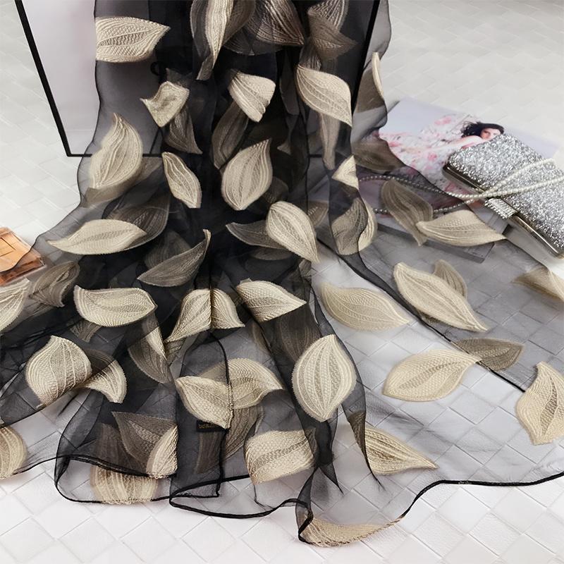 Schal, Damen Organza, Seidenschal, Bestickter Schal, Sonnenschutz, Frühlings- und Sommer-Strandschal, Langer und vielseitiger großer Schal, Herbst von Joom DACH