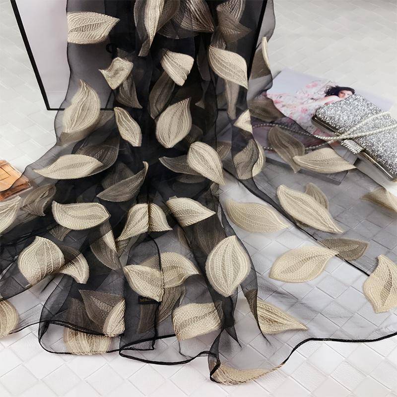 Schal, Damen Organza, Seidenschal, Bestickter Schal, Sonnenschutz, Frühlings- und Sommer-Strandschal, Langer und vielseitiger großer Schal, Herbst von Joom DACH