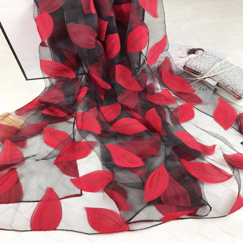 Schal, Damen Organza, Seidenschal, Bestickter Schal, Sonnenschutz, Frühlings- und Sommer-Strandschal, Langer und vielseitiger großer Schal, Herbst von Joom DACH