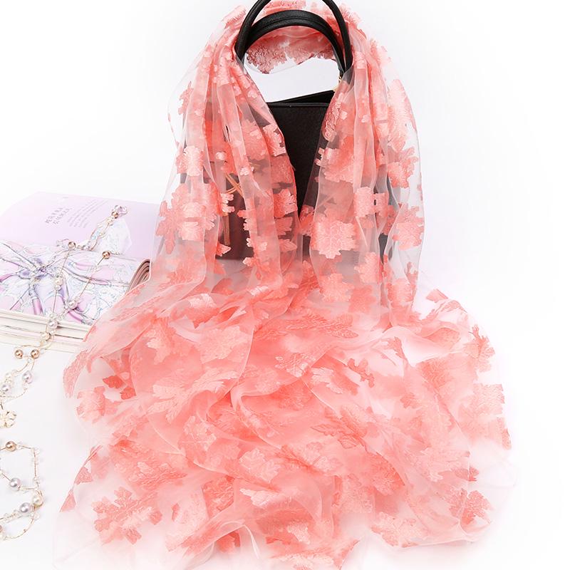 Schal, Damen Organza, Seidenschal, Bestickter Schal, Sonnenschutz, Frühlings- und Sommer-Strandschal, Langer und vielseitiger großer Schal, Herbst von Joom DACH