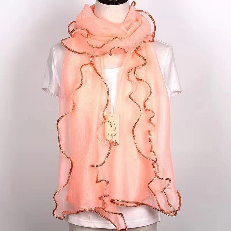 Schal, Rüschenrand für Damen, Helle Seide, Einfarbiger Spitzenschal, Modisch Und Vielseitig, Roter Ethno-Stil Für Damen von Joom DACH