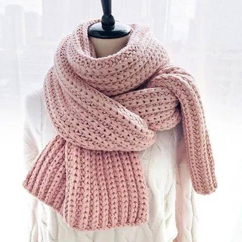 Schal Damen Winter Einfarbig Handgestrickt Schal Verdickt Wärme Wildwolle Liebhaber Lätzchen Schal rosa von Joom DACH