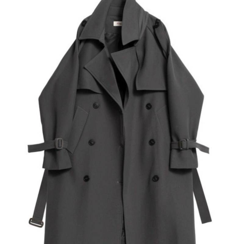 Schicker und edler mittellanger grauer Damen-Trenchcoat – Windjacke im britischen Stil XXXL graue von Joom DACH