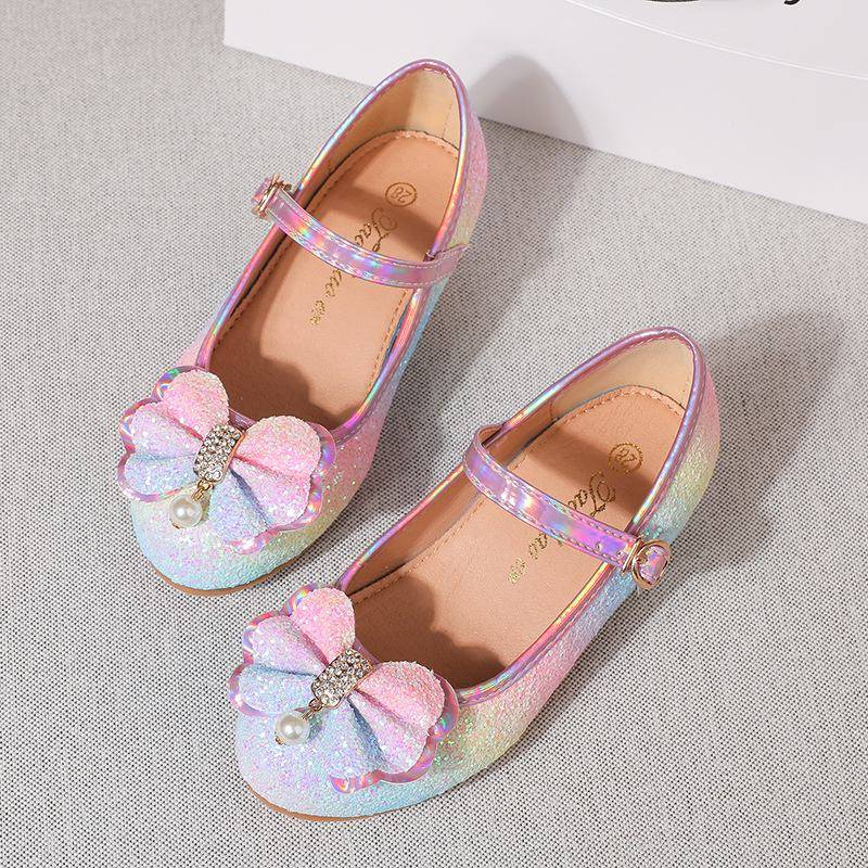Schillernde Herbst 2023 Prinzessin Mary Jane Schuhe für Mädchen mit Pailletten aus buntem Leder Size 30 - 19.3cm von Joom DACH