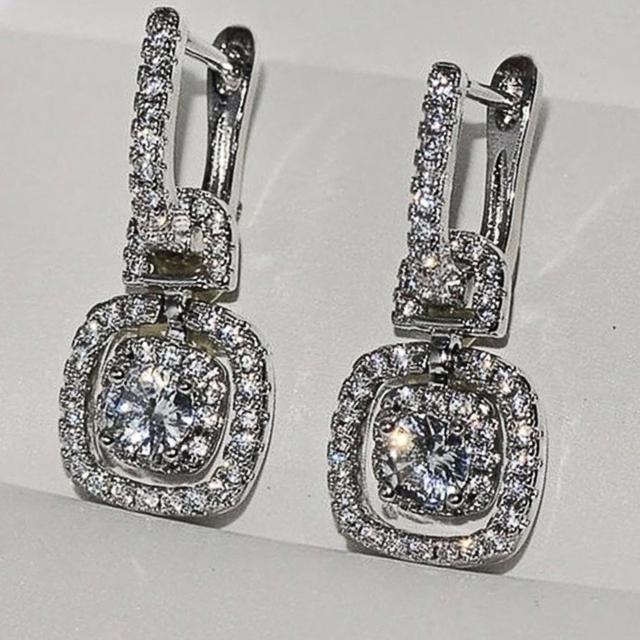 Schillernde Zirkonia-Ohrhänger für Frauen, zartes Design, Hochzeits- und Verlobungsaccessoires, exquisiter Brautschmuck, Geschenk von Joom DACH