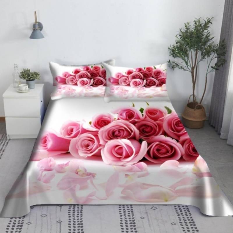 Schlafzimmer Bettwäsche-Set Wunderschöne Blumen Digitaldruck Bettwäsche Laken Kissenbezug Bettwäsche Mode Exquisites Drucklaken 110x230cm 2pcs von Joom DACH