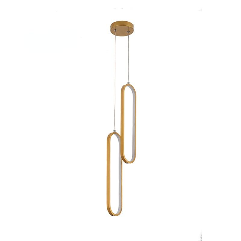 Schlafzimmer-Nachttisch-Kronleuchter, luxuriös, modern, minimalistisch, Hauptschlafzimmer, Wohnzimmer, doppelköpfige Pendelleuchte gold von Joom DACH