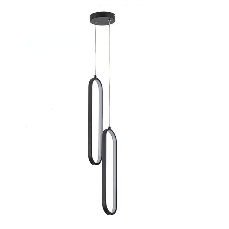 Schlafzimmer-Nachttisch-Kronleuchter, luxuriös, modern, minimalistisch, Hauptschlafzimmer, Wohnzimmer, doppelköpfige Pendelleuchte schwarz von Joom DACH