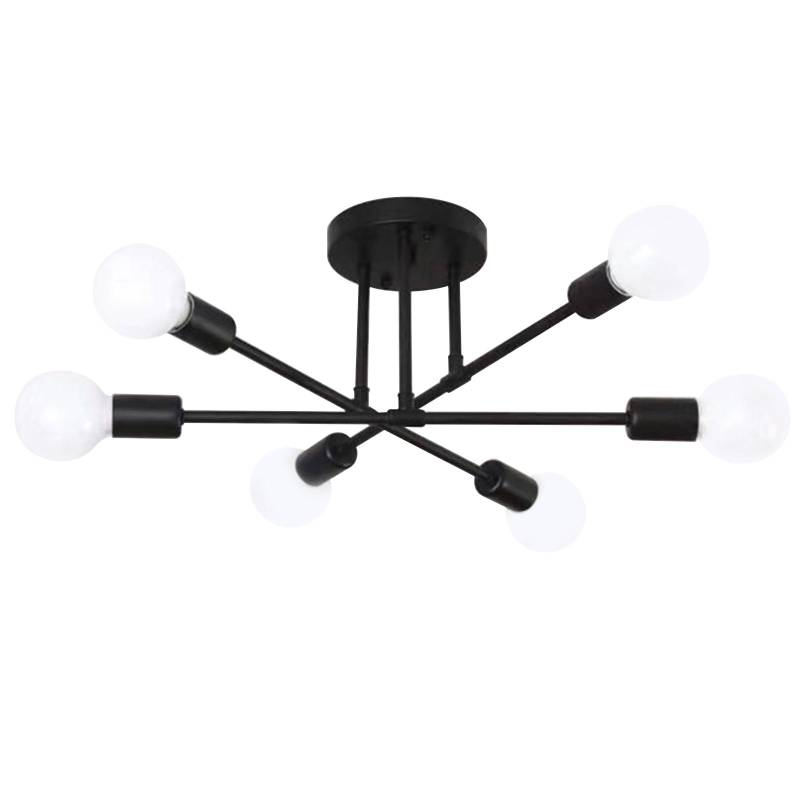 Schlafzimmerlampe Deckenlampe Arbeitszimmer Esszimmer Industrieller Stil Shop Einfache Eisen 6 Köpfe Lampe schwarz von Joom DACH