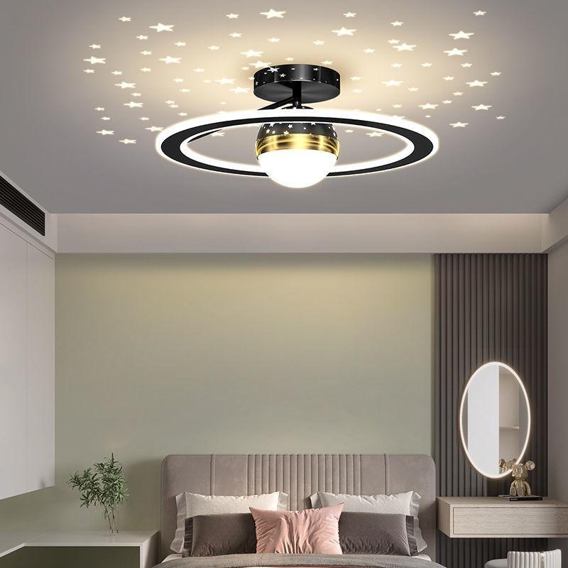 Schlafzimmerlampe Einfache moderne Arbeitszimmerlampe Sternenhimmel-Decken-Deckenlampe Nordic-Hauptschlafzimmer-Raumlampe Diameter 38cm schwarz von Joom DACH
