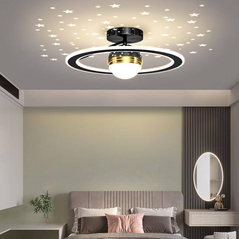 Schlafzimmerlampe Einfache moderne Arbeitszimmerlampe Sternenhimmel-Decken-Deckenlampe Nordic-Hauptschlafzimmer-Raumlampe Diameter 38cm schwarz von Joom DACH