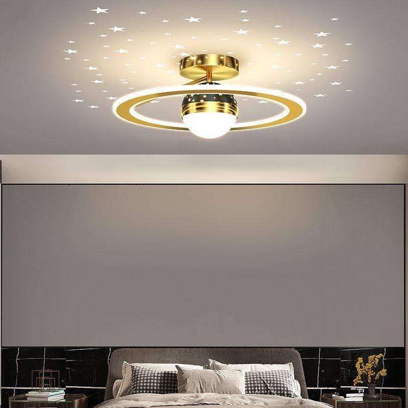 Schlafzimmerlampe Einfache moderne Arbeitszimmerlampe Sternenhimmel-Decken-Deckenlampe Nordic-Hauptschlafzimmer-Raumlampe Diameter 48cm gold von Joom DACH