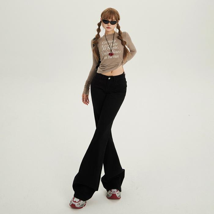 Schlaghosen für Damen im Herbst und Winter, leicht ausgestellte Jeans für Damen im Herbst und Winter, Plüschjeans für Damen im Herbst und Winter XL von Joom DACH