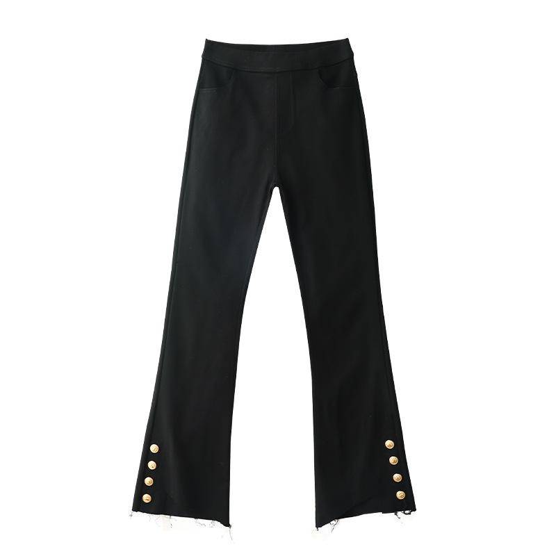 Schlaghosen mit Schlitz für Damen im Sommer Neu Unregelmäßig und Vielseitig Leicht Slim Fit Gerade Freizeithose XXL schwarz von Joom DACH