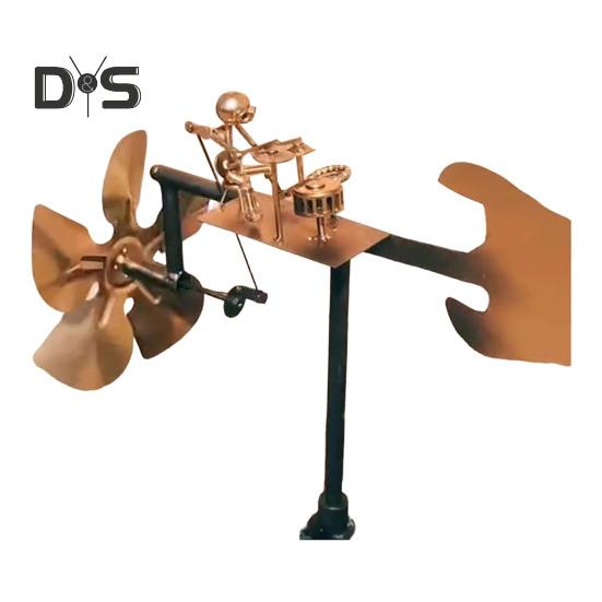 Schlagzeuger-Windmühle, Gartendekoration, wetterbeständig, handgefertigt, Metall, Percussionist, Musik-Windmühle, Statuen, Ornament goldgelb von Joom DACH