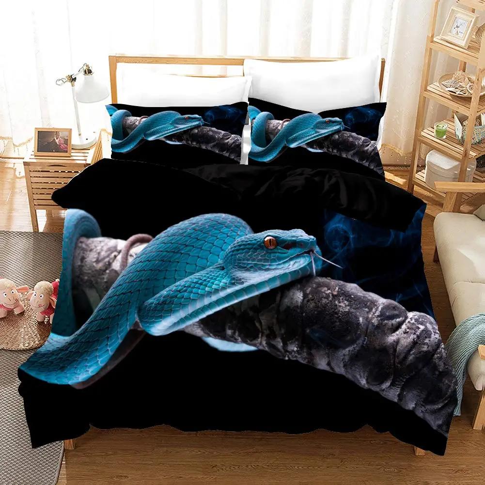 Schlangen-Bettwäsche-Set, Bettbezug-Set, 3D-Bettwäsche, Digitaldruck-Bettwäsche, Queen-Size-Bettwäsche-Set, modisches Design EU Twin(135x200cm) von Joom DACH