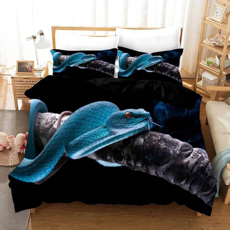 Schlangen-Bettwäsche-Set, Bettbezug-Set, 3D-Bettwäsche, Digitaldruck-Bettwäsche, Queen-Size-Bettwäsche-Set, modisches Design EU Twin(135x200cm) von Joom DACH