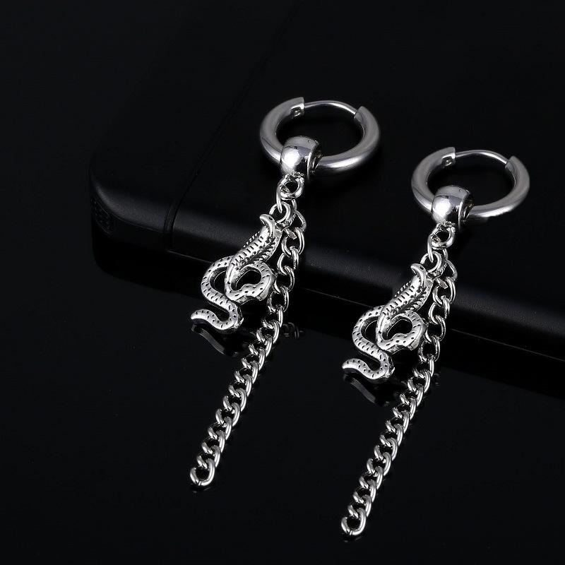 Schlangenkette Creolen Damen Herren Schlüssel Liebe Ohr Edelstahl Schmuck Piercing Ohrring von Joom DACH
