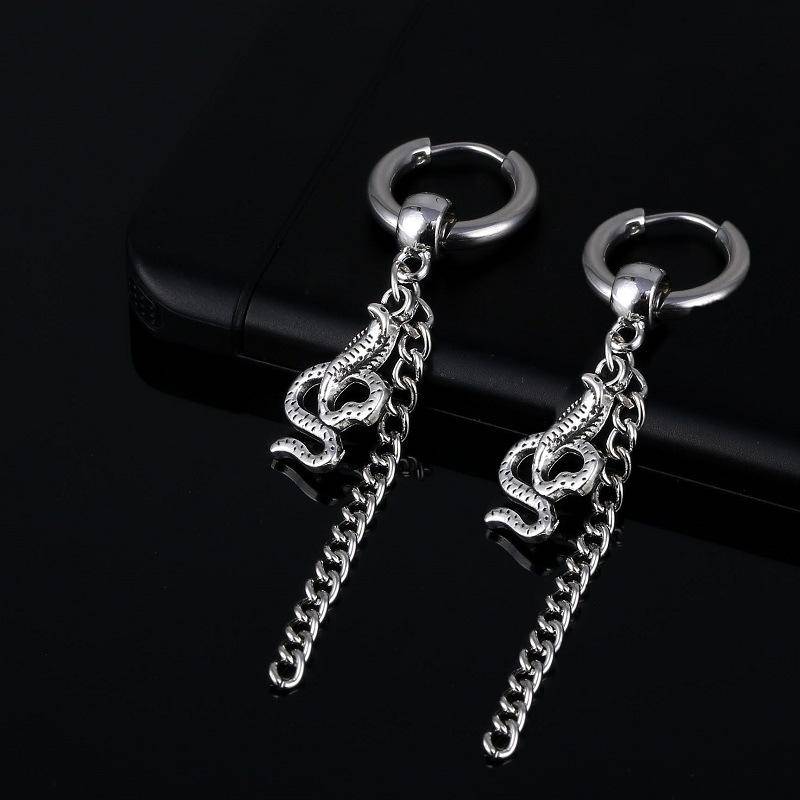 Schlangenkette Creolen Damen Herren Schlüssel Liebe Ohr Edelstahl Schmuck Piercing Ohrring von Joom DACH