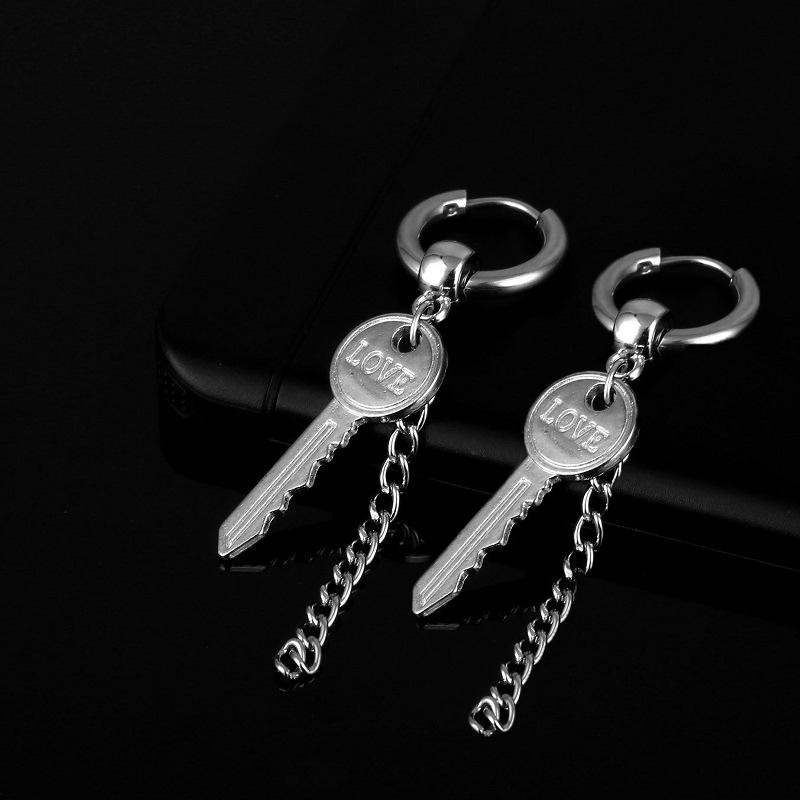 Schlangenkette Creolen Damen Herren Schlüssel Liebe Ohr Edelstahl Schmuck Piercing Ohrring von Joom DACH