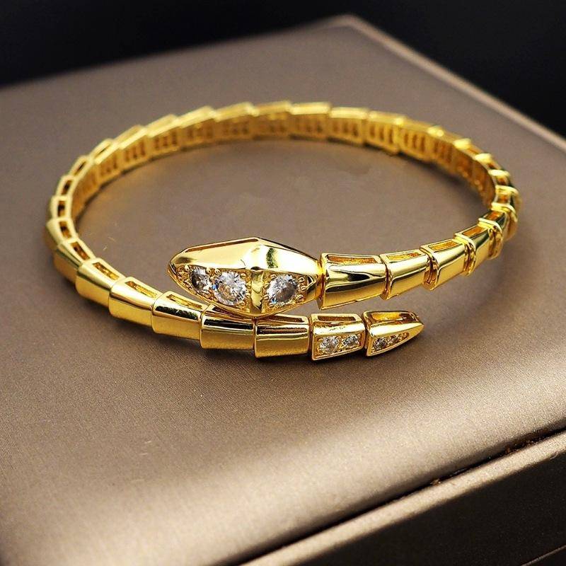 Schlangenknochenarmband für Paare ohne Verblassen, Schlangenförmiges Armband mit offenem Mund für Mädchen mit einem High-End-Gefühl 19CM von Joom DACH