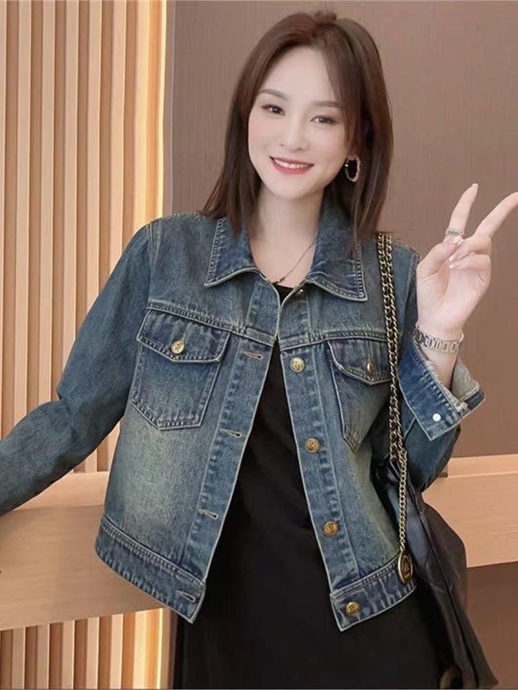 Schlanke Langarm-Jeansjacke mit Kapuze für Damen – Vielseitiges Studentenoberteil im koreanischen Frühlings- und Herbststil 5XL Schlanke Langarm-Jeansjacke mit Kapuze für Damen – Vielseitiges Studentenoberteil im koreanischen Frühlings- und Herbststil 5XL von Joom DACH