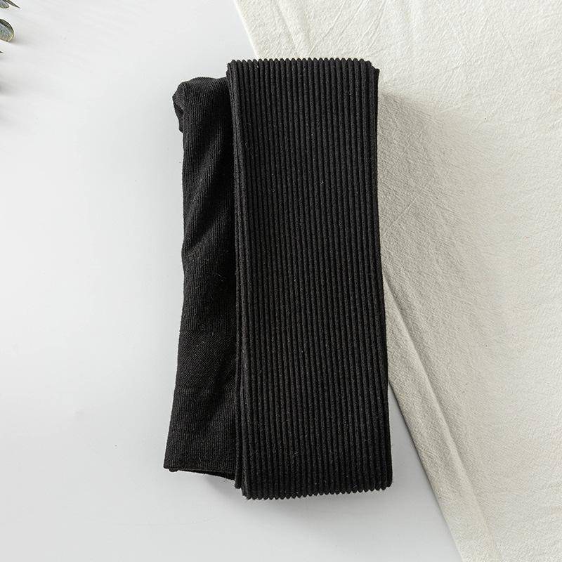 Schlanke Leggings Herbst Frauen Hohe Taille Casual Hosen Gestrickte Rippen Verdicken Solide Elastizität Thermo Knöchellangen Leggins one size schwarz von Joom DACH