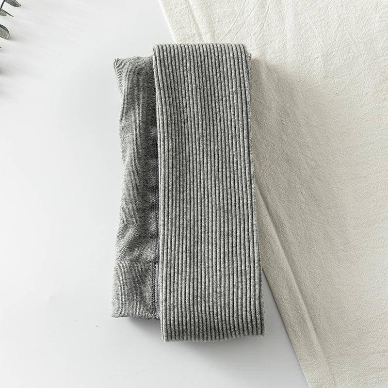 Schlanke Leggings Herbst Frauen Hohe Taille Casual Hosen Gestrickte Rippen Verdicken Solide Elastizität Thermo Knöchellangen Leggins one size hellgrau von Joom DACH