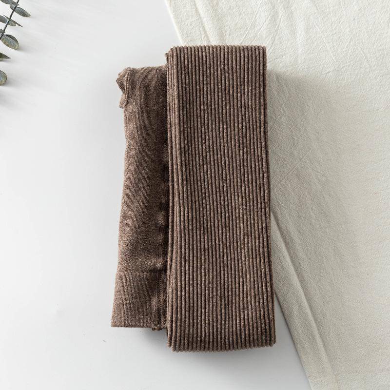Schlanke Leggings Herbst Frauen Hohe Taille Casual Hosen Gestrickte Rippen Verdicken Solide Elastizität Thermo Knöchellangen Leggins one size licht kaffee von Joom DACH