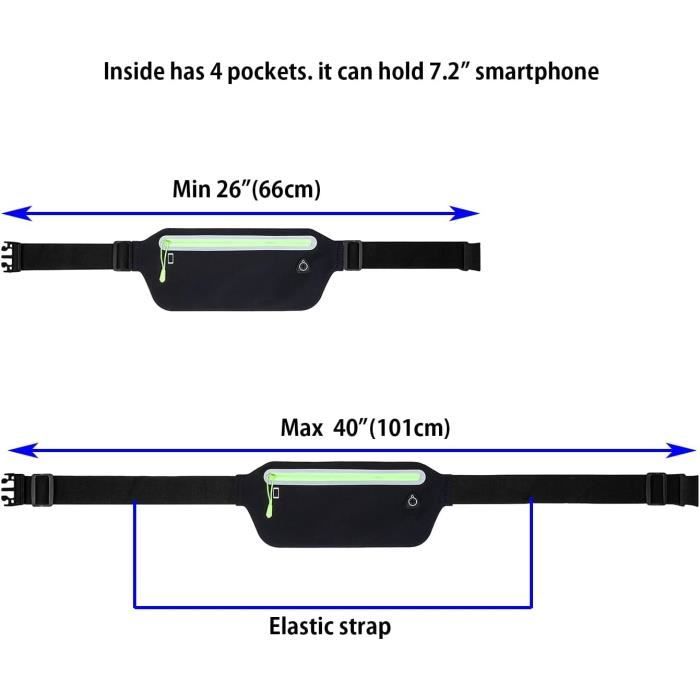Schlanker Laufgürtel - Ultraleichte Bauchtasche - für Damen und Herren, Schwarz, Modern von Joom DACH