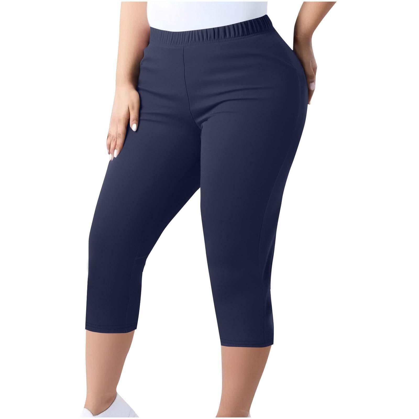 Schlankheits-Leggings mit hoher Taille für Damen, Übergröße, Hose mit elastischer Taille und kleinen Beinen XXXXXL dunkelblau von Joom DACH