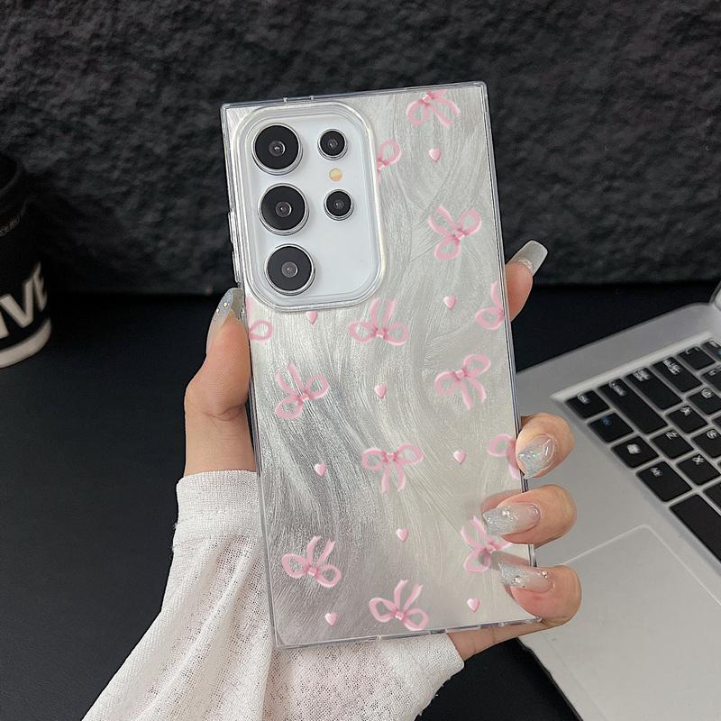 Schleife Druck Feder Glitzer Stoßfeste Handyhülle Für Samsung S25 Ultra S24 FE S23 A16 A36 A56 A55 A35 A15 Weiche Kante TPU Schlank Hart PC Bumper Abdeckung Samsung S22 candy rosa von Joom DACH