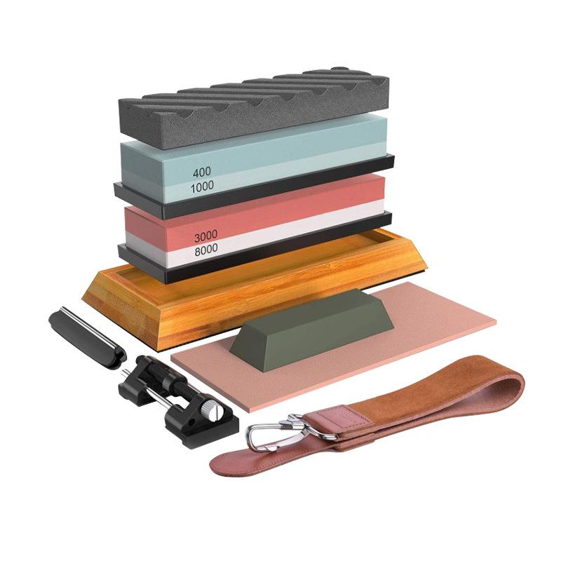 Schleifstein-Set, 400/1000 3000/8000 Professionelles Messerschärfer-Set, Schleifsteine mit Rutschfester Bambusbasis, Küchenwerkzeuge XL von Joom DACH