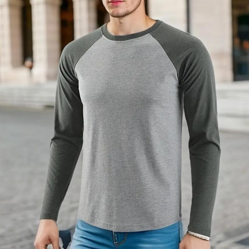 Schlichter, einfarbiger Druck, Herren-T-Shirts, langärmelige T-Shirts mit Rundhalsausschnitt, lässiger Pullover, Herrenbekleidung in Übergröße XS grau Schlichter, einfarbiger Druck, Herren-T-Shirts, langärmelige T-Shirts mit Rundhalsausschnitt, lässiger Pullover, Herrenbekleidung in Übergröße XS grau von Joom DACH