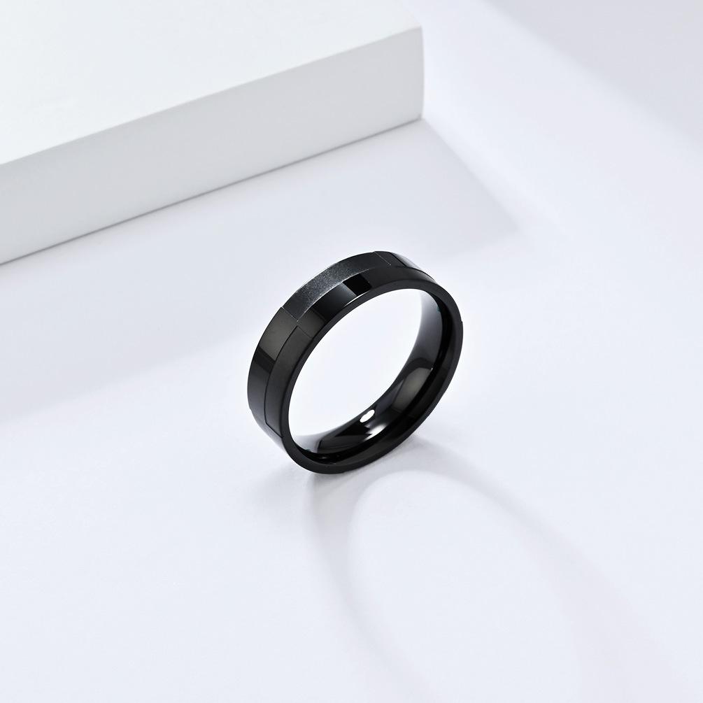 Schlichter Unisex-Ring aus glänzendem, mattiertem Titanstahl mit ungleicher Geometrie für Männer und Frauen, Hochzeitsschmuck, farbecht, Paar-Fingerring 8# schwarz von Joom DACH