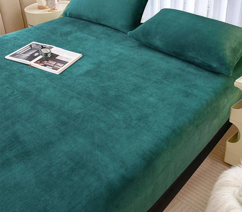 Schlichtes, einfarbiges Spannbettlaken, nordischer Matratzenbezug mit Gummiband, Plüschbettlaken, warmes, samtweiches Winterbettlaken 90x200cm 1pc von Joom DACH