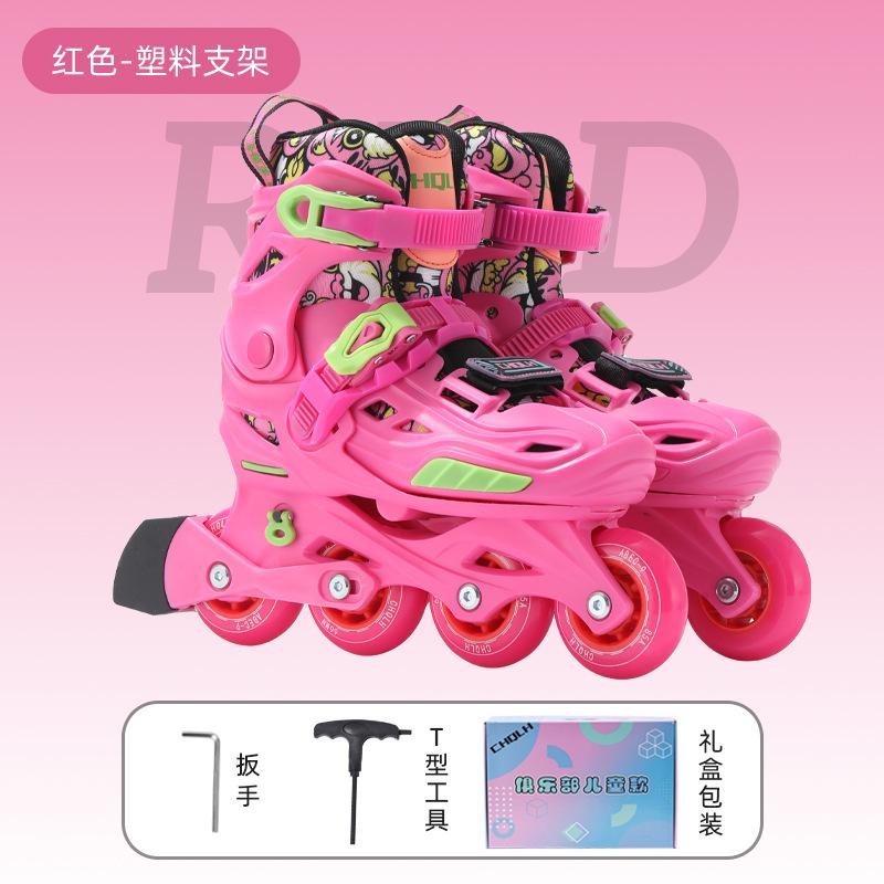 Schlittschuhe Rollschuhe Kinder Primärklasse Professionell Kunststoffhalterung Flache Blume Freizeit L (size 38-41) rot von Joom DACH