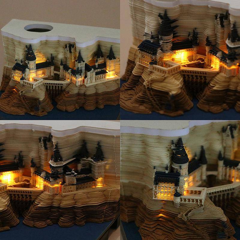 Schloss Schreibtischkalender mit LED-Lichtern 2025 Kalender Notizblock Kreativer Schreibtisch 1 set von Joom DACH