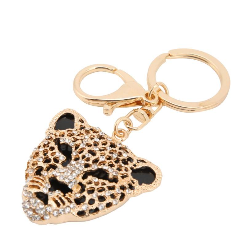 Schlüsselanhänger Exquisite Strassbesetzte Leopardenkopf Auto Taschenanhänger für Mädchen Geburtstagsgeschenk(Gold ) goldgelb von Joom DACH